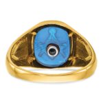 IBGoodman 14k with White Rhodium Men's Polished and Textured with Lab Created Sapphire Blue Lodge Master Masonic Ring - Image 7