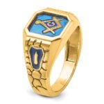 IBGoodman 10k Men's Polished and Textured with Blue Enamel and Lab Created Sapphire Blue Lodge Master Masonic Ring - Image 6