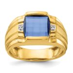 10k IBGoodman Men's Cr. Sapphire and Diamond Complete Ring