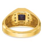 14k IBGoodman Men's Gemstone and Diamond Satin Ring Mounting - Image 7