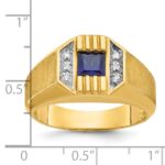 14k IBGoodman Men's Gemstone and Diamond Satin Ring Mounting - Image 3