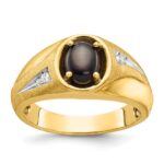 14k IBGoodman Men's Satin Black Star Sapphire and 1/20 carat Diamond Complete Ring
