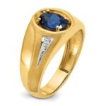14k IBGoodman Men's Gemstone and Diamond Satin Ring Mounting - Image 8