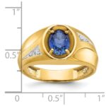 14k IBGoodman Men's Created Sapphire and Diamond Satin Complete Ring - Image 3
