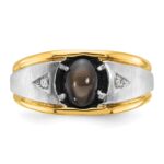 IBGoodman 10k Two-tone Men's Polished Satin and Grooved Gemstone and Diamond Ring Mounting - Image 5
