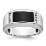 14k White Gold IBGoodman Men's Satin Onyx and 1/15 carat Diamond Complete Ring