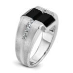 14k White Gold IBGoodman Men's Satin Onyx and 1/6 carat Diamond Complete Ring - Image 8