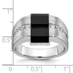 14k White Gold IBGoodman Men's Satin Onyx and 1/6 carat Diamond Complete Ring - Image 3