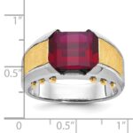 14k Two-tone IBGoodman Men's Created Garnet Complete Ring - Image 3
