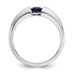 IBGoodman 14k White Gold Men's Polished Lab Created Sapphire and 1/5 Carat AA Quality Diamond Ring - Image 2
