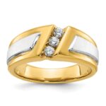 IBGoodman 14k Two-tone Men's Polished and Satin 3-Stone Ring Mounting