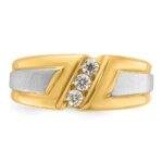 IBGoodman 14k Two-tone Men's Polished and Satin 3-Stone 1/4 Carat AA Quality Diamond Ring - Image 6