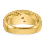 IBGoodman 14k Two-tone Men's Polished Satin and Grooved 3-Stone 1/4 Carat AA Quality Diamond Ring - Image 7