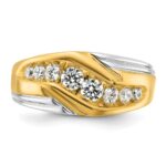 IBGoodman 14k Two-tone 1 carat Lab Grown Diamond VS/SI+ G+ Complete Polished and Grooved Men's Ring - Image 4