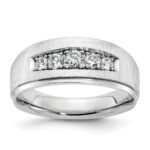 IBGoodman 14k White Gold 1/2 carat Lab Grown Diamond VS/SI+ G+ Complete Polished and Brushed Five Stone Men's Ring