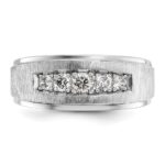 IBGoodman 14k White Gold 1/2 carat Lab Grown Diamond VS/SI+ G+ Complete Polished and Brushed Five Stone Men's Ring - Image 4