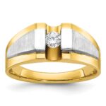 IBGoodman 14k Two-tone 1/4 carat Lab Grown Diamond VS/SI+ G+ Complete Polished and Satin Men's Ring