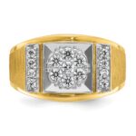 IBGoodman 14k Two Tone 1/2 carat Lab Grown Diamond VS/SI+ G+ Complete Men's Polished and Satin Cluster Ring - Image 4