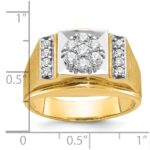 IBGoodman 14k Two-tone Men's Polished and Satin 1/2 Carat AA Quality Diamond Cluster Ring - Image 3