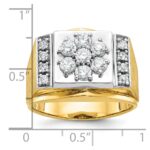 IBGoodman 14k Two-tone Men's Polished and Satin 1 Carat AA Quality Diamond Cluster Ring - Image 2