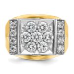 IBGoodman 14k Two Tone 1 1/2 carat Lab Grown Diamond VS/SI+ G+ Complete Men's Polished and Satin Cluster Ring - Image 4