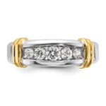 IBGoodman 14k Two-tone 1/2 carat Lab Grown Diamond VS/SI+ G+ Five Stone Complete Polished Men's Ring - Image 4