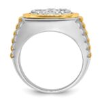 IBGoodman 14k Two-Tone 2 carat Lab Grown Diamond VS/SI+ G+ Complete Ribbed Men's Cluster Ring - Image 2