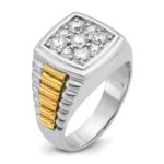 IBGoodman 10k Two-tone Men's Polished and Textured 1 Carat A Quality Diamond Cluster Ring - Image 8