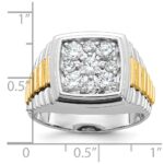 IBGoodman 10k Two-tone Men's Polished and Textured 1 Carat A Quality Diamond Cluster Ring - Image 3