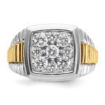 IBGoodman 14k Two Tone 1 carat Lab Grown Diamond VS/SI+ G+ Complete Men's Polished and Satin Cluster Ring - Image 4