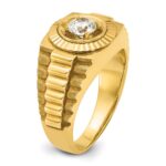 IBGoodman 14k Men's Polished Satin and Textured 1/2 Carat AA Quality Diamond Ring - Image 8