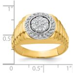 IBGoodman 14k Two-tone Men's Polished Satin and Ribbed Round 1/2 Carat AA Quality Diamond Cluster Ring - Image 3