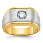 14k Two-tone IBGoodman Men's Polished and Satin Diamond Ring Mounting