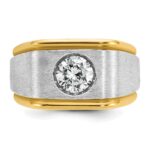 IBGoodman 14k Two-tone 1 carat Lab Grown Diamond VS/SI+ G+ Complete Polished and Satin Men's Ring - Image 4