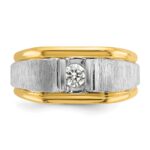 14k Two-tone IBGoodman Men's Polished and Satin 1/4 carat Diamond Complete Ring - Image 6