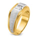 14k Two-tone IBGoodman Men's Polished and Satin 1/4 carat Diamond Complete Ring - Image 8