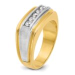 IBGoodman 10k Two-tone Men's Polished Satin and Grooved 5-Stone 1/2 Carat A Quality Diamond Ring - Image 8