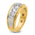 IBGoodman 14k Two-tone Men's Polished Satin and Grooved 5-Stone 1 Carat AA Quality Diamond Ring - Image 8