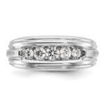 IBGoodman 14k Two-tone 1/2 carat Lab Grown Diamond VS/SI+ G+ Complete Polished Satin and Grooved Five Stone Men's Ring - Image 4