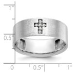 14k White Gold IBGoodman Men's Satin Cross Ring Mounting - Image 3