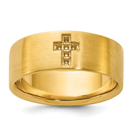 10k IBGoodman Men's Satin Cross Ring Mounting