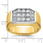 IBGoodman 10k with White Rhodium Men's Polished and Satin 1 Carat A Quality Diamond Cluster Ring - Image 2