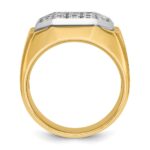 IBGoodman 14k with White Rhodium Men's Polished and Satin 1 Carat AA Quality Diamond Cluster Ring - Image 2