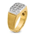 IBGoodman 14k with White Rhodium Men's Polished and Satin 1 Carat AA Quality Diamond Cluster Ring - Image 8