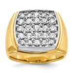 IBGoodman 14k Two Tone 1 3/4 carat Lab Grown Diamond VS/SI+ G+ Complete Men's Polished and Satin Cluster Ring