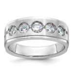 14k White Gold IBGoodman Men's Polished and Satin 1 carat Diamond Complete Ring