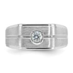 14k White Gold IBGoodman Men's Polished and Satin 1/5 carat Diamond Complete Ring - Image 6