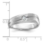 14k White Gold IBGoodman Men's Polished and Satin 1/10 carat Diamond Complete Ring - Image 3