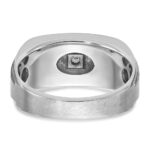 IBGoodman 14k White Gold with Black Enamel Men's Polished Satin and Grooved 1/20 Carat AA Quality Diamond Ring - Image 7