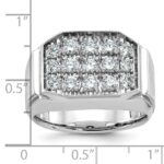 IBGoodman 14k White Gold Men's Polished and Satin 1 1/5 Carat AA Quality Diamond Cluster Ring - Image 3